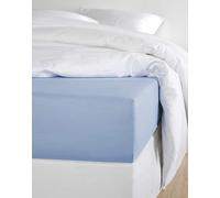 De Witte Lietaer Olivia Drap Housse qualité Satin Coton preigné, Bleu Serenity, 140x200 cm h30 cm