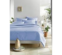 De Witte Lietaer Olivia Parure de lit qualité Satin Coton peigné, Bleu Serenity, 260x240 cm + 2 taies