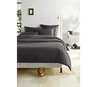 De Witte Lietaer Olivia Parure de lit qualité Satin Coton peigné, Gris foncé/Ebony, 260x240 cm + 2 taies