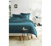 De Witte Lietaer Olivia Parure de lit qualité Satin Coton peigné, Vert Canard/Lake Green, 260x240 cm + 2 taies