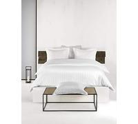 De Witte Lietaer Parure Zygo Housse de Couette + 2 Taies d'Oreiller avec Volant Coton Peigné Blanc 200 x 220 cm