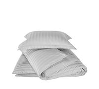 De Witte Lietaer Parure Zygo Housse de Couette + 2 Taies d'Oreiller avec Volant Coton Peigné Gris Clair 240 x 220 cm
