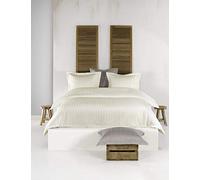 De Witte Lietaer Parure Zygo Housse de Couette + 2 Taies d'Oreiller avec Volant Coton Peigné Ivoire 140 x 220 cm