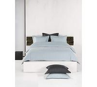 De Witte Lietaer Parure Zygo Ice Blue Housse de Couette + 1 Taie d'Oreiller avec Volant Coton Peigné Bleu Ciel 140 x 220 cm