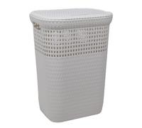 DEA Home ART439 Rattan 60 Coffre à Linge avec Couvercle Polypropylène Blanc 42 x 33 x 58 cm