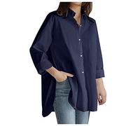 DeaAmyGline Chemise Blanche pour Femmes,Chemisier Ample Grande Taille Chemise Bleu Femme DéContractéE Chemise à Manches Longues Couleur Unie Grande Taille pour Femme Chemise Noire élégante