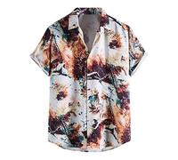 DeaAmyGline Chemise Hawaïenne Homme,Chemise Fleur Homme Chemises a Manches Courtes Funky Hawaïenne Chemises avec Poche Avantchemise Homme Ete Tenue Festival Homme De Plage