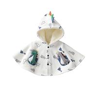 DeaAmyGline Enfants Bébé Garçons Filles Dinosaures Outwear Épais Chaud Poches À Capuche Manteau Princesse Cape Cape Chaude Fille Hiver (White, 3-4 Years)