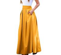 DeaAmyGline Jupe Culotte Femme Grande Taille - Jupe plissée pour Femme avec Grande Poche de Couleur Unie Taille Haute OL Jupe Rouge Fluide