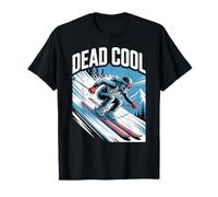 Dead Cool Ski Squelette Alpine Winter Mountain Scène T-Shirt