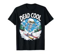 Dead Cool Ski Squelette Alpine Winter Mountain Scène T-Shirt