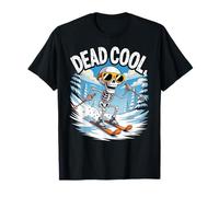 Dead Cool Ski Squelette Alpine Winter Mountain Scène T-Shirt
