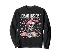Dead Inside But Caféiné Mom Skull Messy Bun Coffee Lover Sweatshirt