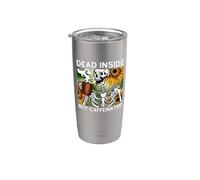 Dead Inside But Caféiné Skeleton Buvant Du Café Gobelet isotherme en acier inoxydable double paroi