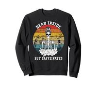 Dead Inside But Caffeinated Skeleton Flower Coffee Lover Sweatshirt