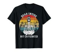 Dead Inside But Caffeinated Skeleton Flower Coffee Lover T-Shirt Graphique avec Valeur