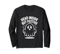 Dead Inside But Festive Ghost Halloween Introverti Manche Longue