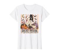Dead Inside But I Still Love Cats Fantôme à Rayures Halloween T-Shirt Graphique avec Valeur