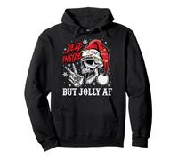 Dead Inside But Jolly AF Chapeau de Père Noël Squelette drôle Sweat à Capuche
