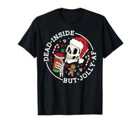 Dead Inside But Jolly AF Pyjama Squelette Père Noël T-Shirt