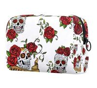 Dead of The Dead of The Dead Skulls with Rose Cosmetic Bag for Women Travel Toiletry Bags Large Makeup Handy Pouch Organizer Bag With Zipper, multicolore, 18.5x7.5x13cm/7.3x3x5.1in, Trousse de