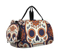 Dead Orange Sugar Skull Sac de sport pour fille avec compartiment à chaussures Sac de voyage léger pour voyage, sport, w nd
