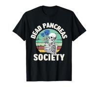 Dead Pancreas Society Diabetes Awareness Funny Skull Flower T-Shirt