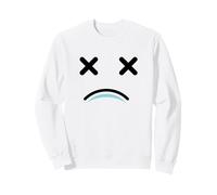 Dead Tired Face - Funny Cartoon White/Blue Sweatshirt