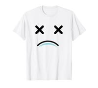 Dead Tired Face - Funny Cartoon White/Blue T-Shirt