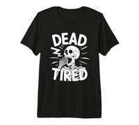 Dead Tired Funny Yawning Squelette Needs Coffee Halloween T-Shirt Haut de Gamme