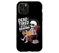 Dead Tired Still Reading Funny Squelette Amoureux Humour Coque pour iPhone 11 Pro