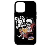 Dead Tired Still Reading Funny Squelette Amoureux Humour Coque pour iPhone 12 mini
