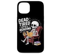 Dead Tired Still Reading Funny Squelette Amoureux Humour Coque pour iPhone 13
