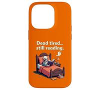 Dead Tired Still Reading Skeleton Humor Coque pour iPhone 14 Pro