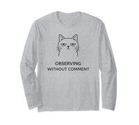 Deadpan Cat Meme Observer sans commentaire Humour Sarcastique Manche Longue