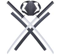 Deadpool Double Katana en Bois Lame en Bois Epee Sabre + Support Dorsal Deadpool Katana
