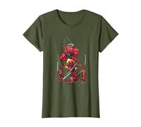 Deadpool Family Group Swords T-Shirt, Femme, Olive, M