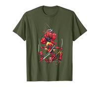 Deadpool Family Group Swords T-Shirt, Homme, Olive, S