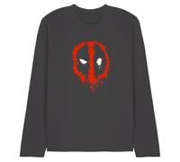 Deadpool T-Shirt Unisexe à Manches Longues avec Logo Marvel, Deadpool Paint, Unisexe, Charcoal, M
