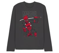 Deadpool T-Shirt Unisexe à Manches Longues Marvel Deadpool Sword, Charcoal, XL