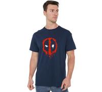 Deadpool T-Shirt Unisexe avec Logo Deadpool Paint Marvel, Unisexe, t-Shirt, Bleu Marine, XL