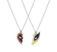 Disney Collier Deadpool & Wolverine - Pendentif cœur fendu enfant, Taille unique, Imitation rhodium
