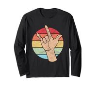 Deaf I Love You Langue des Signes Rétro Groovy Deaf ASL Love Manche Longue