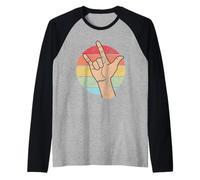 Deaf I Love You Langue des Signes Rétro Groovy Deaf ASL Love Manche Raglan
