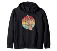 Deaf I Love You Langue des Signes Rétro Groovy Deaf ASL Love Sweat à Capuche