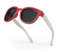 DEAFRAIN Lunettes de soleil polarisées pour garçons et filles - Monture flexible - Pour le sport, le baseball, la course à pied, le cyclisme - Pour enfants de 5 à 13 ans, Monture H-rouge/blanc |