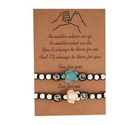 Deal Of The Day Prime Today 2 Pièces Cadeau de Bracelet Assorti à Distance de Promettre l'Amitié à la Main pour Meilleur Ami Couple Amant Filles, Bracelets de Cordon Réglable avec 1 Carte de Souhaits