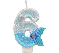 Deal Of The Day Prime Today Cake Mermaid Birthday Number Candles, Blue Number 6 Candles, Fun Glitter Mermaid Cake Decorations, Birthday Decorations Cupcake Decorations, Party Supplies