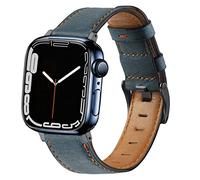 DEALELE Bande pour iWatch 38mm 42mm 40mm 44mm, Bracelet de Remplacement Cuir Rétro Doux pour Apple Watch Series 5/4 / 3 Femme Homme, 42/44mm, Bleu, Le Cas échéant.