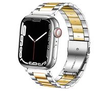 DEALELE Bandes Compatible pour iWatch, Bracelet de Remplacement Métal Solide en Acier Inoxydable, si Applicable Apple Watch Series 4, 3, 2, 1, 38mm/40mm, Argent/Or